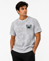 AGTAWH Men’s T-Shirt Sweatshirt New L Gray Short Sleeve Front Butterfly Graphic