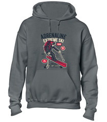ADRENALINE EXTREME SKI HOODY HOODIE SKIING DESIGN COOL HOLIDAY CLOTHING GIFT TOP