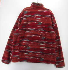 LL Bean Sweatshirt Men XL Tall Red Deep Pile Fleece 1/4 Zip Southwest Aztec Camo
