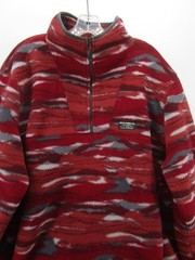 LL Bean Sweatshirt Men XL Tall Red Deep Pile Fleece 1/4 Zip Southwest Aztec Camo