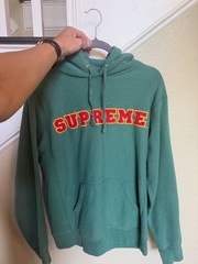 SUPREME SS18 CORD COLLEGIATE Box LOGO HOODED SWEATSHIRT Green Hoodie SZ M