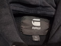 G-Star Raw Hoodie Mens XL Black Sustainable Pullover Logo Streetwear Sweatshirt