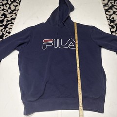 FILA HOODIE navy blue red white classic spellout logo adult Size Medium/50