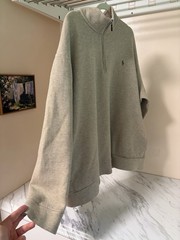 Polo Ralph Lauren Oatmeal Beige Piqué Quarter Zip Pullover Sweatshirt – Mens 3XB