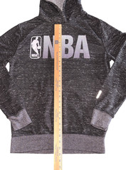 NBA Basketball Logo Black Marled Hooded Sweatshirt Pocket Mens Small