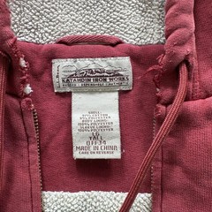 L.L. Bean Katahdin Iron Works Hoodie Mens LT Red Sherpa Lined Full Zip Fleece