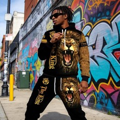 Spring Summer 3D Printed Hoodie Sweatpants Set Loose Comfortable and Fashionable
