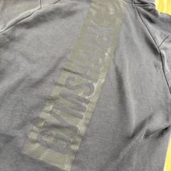 Gymshark Mens Pullover Hoodie Gray Raglan Graphic Logo Sweatshirt Size Small
