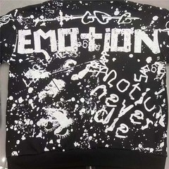 Mixed Emotion – Printed Lettering Print Zippered Hooded Sweatshirt