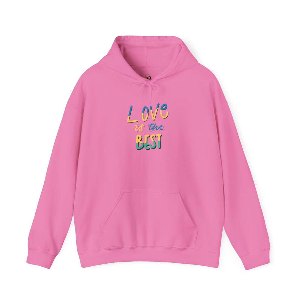 ‘Love Is the Best’ Hoodie — Handwritten Watercolor Script Casual Pullover