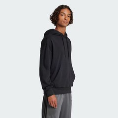 adidas Essentials Loose-Fit 3 Bar Logo French Terry Hoodie Black