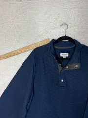 Goodfellow Quilted Pullover Snap Mock Neck Sweatshirt Blue Mens L NWT