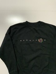 Vintage United Colors Of Benetton Script Embroidered Black Crewneck Sweatshirt L
