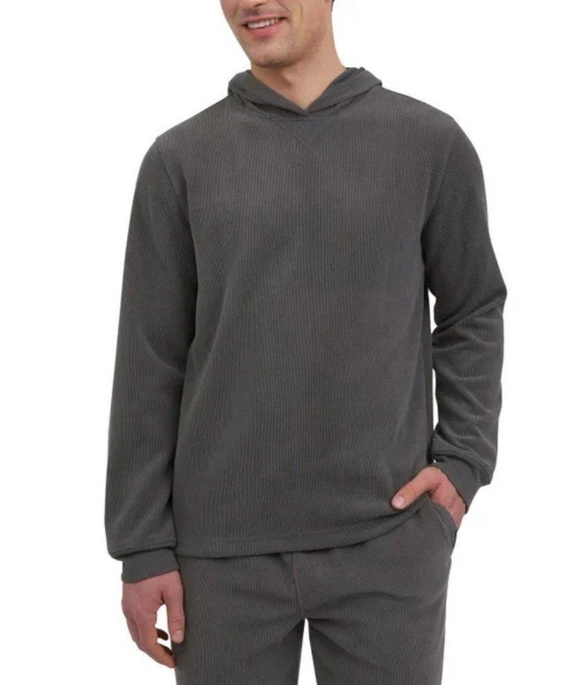 Eddie Bauer Men’s L Lounge Pullover Hoodie Gray Polyester/Spandex Blend N0307