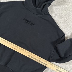 Fear Of God Essentials Hoodie All Jet Black Mens XS Front Logo Pullover