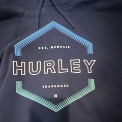 Hurley Men’s Blue Graphic Print Pullover Hoodie Drawstring Hood Pockets Sz S