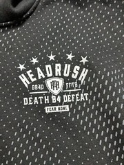 HEADRUSH DEATH B4 DEFEAT FEAR NONE Men XL Black Geo Hoodie EUC