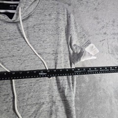Jackson Short Sleeve Hoodie Layered Hem Casual Top Gray Mens Size S