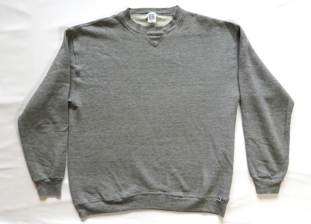 1980’s Vintage Sweatshirt Russell Athletic Blank Heather Gray Tri Blend Rayon