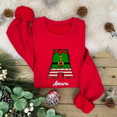Personalised Alphabet ELF Family Christmas Jumper | Xmas Sweatshirt | Novelty