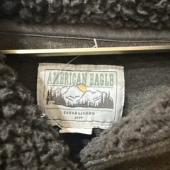 Cozy American Eagle Men’s Gray Pullover Hoodie High Neck Button Accent Size S