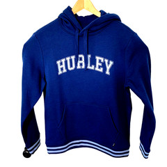 Hurley Hoodie Mens Sz Medium Blue Fleece Hooded Sweatshirt Logo Pullover NEW