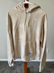 Men’s Adidas Original Athletic Club Allover Print Hoodie Cream/Tan Size M