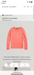 Polo Ralph Lauren Men’s Coral Red Spa Terry Raglan Pullover Sweatshirt Sizes
