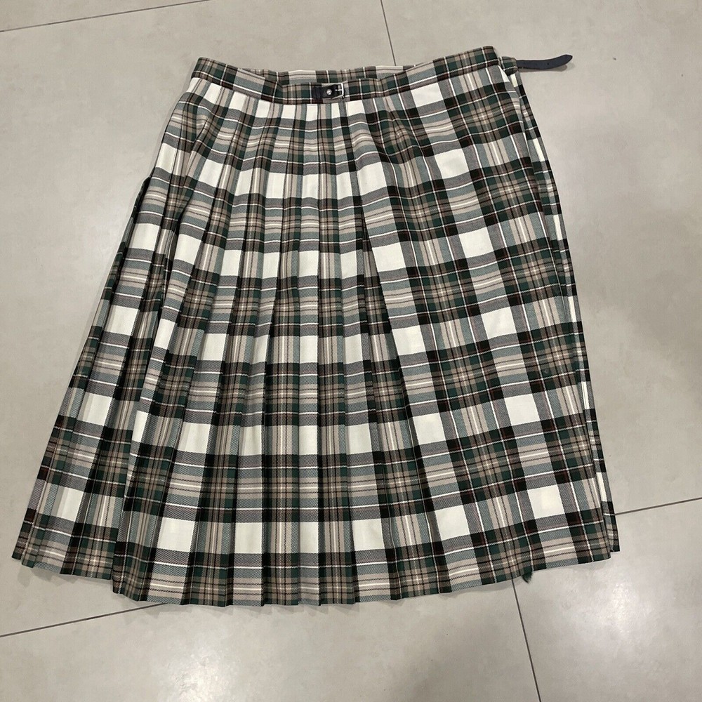 Vintage Meigle Kilt Pleated Wool Skirt Scotland Multicolored Plaid Size 14