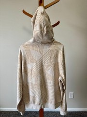 Men’s Adidas Original Athletic Club Allover Print Hoodie Cream/Tan Size M