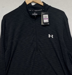 Under Armour Mens Size 2XL Fitted Black Seamless Half Zip Pullover NEW Tags