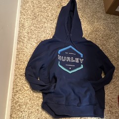Hurley Men’s Blue Graphic Print Pullover Hoodie Drawstring Hood Pockets Sz S