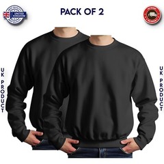 Mens Sweatshirt 2 Pack Heavy Blend Crew Neck Plain Jumper Pullover High Quality