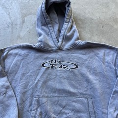 No Fear Y2K Boxy Hoodie Grey Baggy Cinch Fit Distressed XS Mens