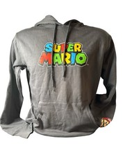 Super Mario Size Small 34-36 Mens Gray Hoodie Pullover Fall Winter Spring NWT