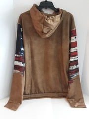 Zocavia Men’s 2XL USA Hoodie 100% Polyester Brown With Red, White, Blue