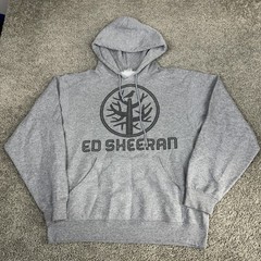 Ed Hoodie Mens Medium Gray Tree Logo Graphic Fleece Pullover Sweatshirt