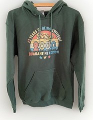 Gildan Heavy Blend Hoodie Forest Green “Vintage 2000 Quarantine Edition” Size S