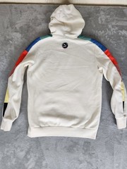 PUMA Logo Colorblock Pullover Fleece Hoodie w/ Pockets White Men Size S