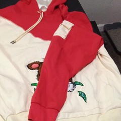 Makobi Men’s L Red/Ivory Colorblock Full Zip Fleece Hoodie Bear Graphic