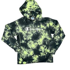 Champion Green Tie Dye Hoodie Youth Large Fleece Pullover Streetwear