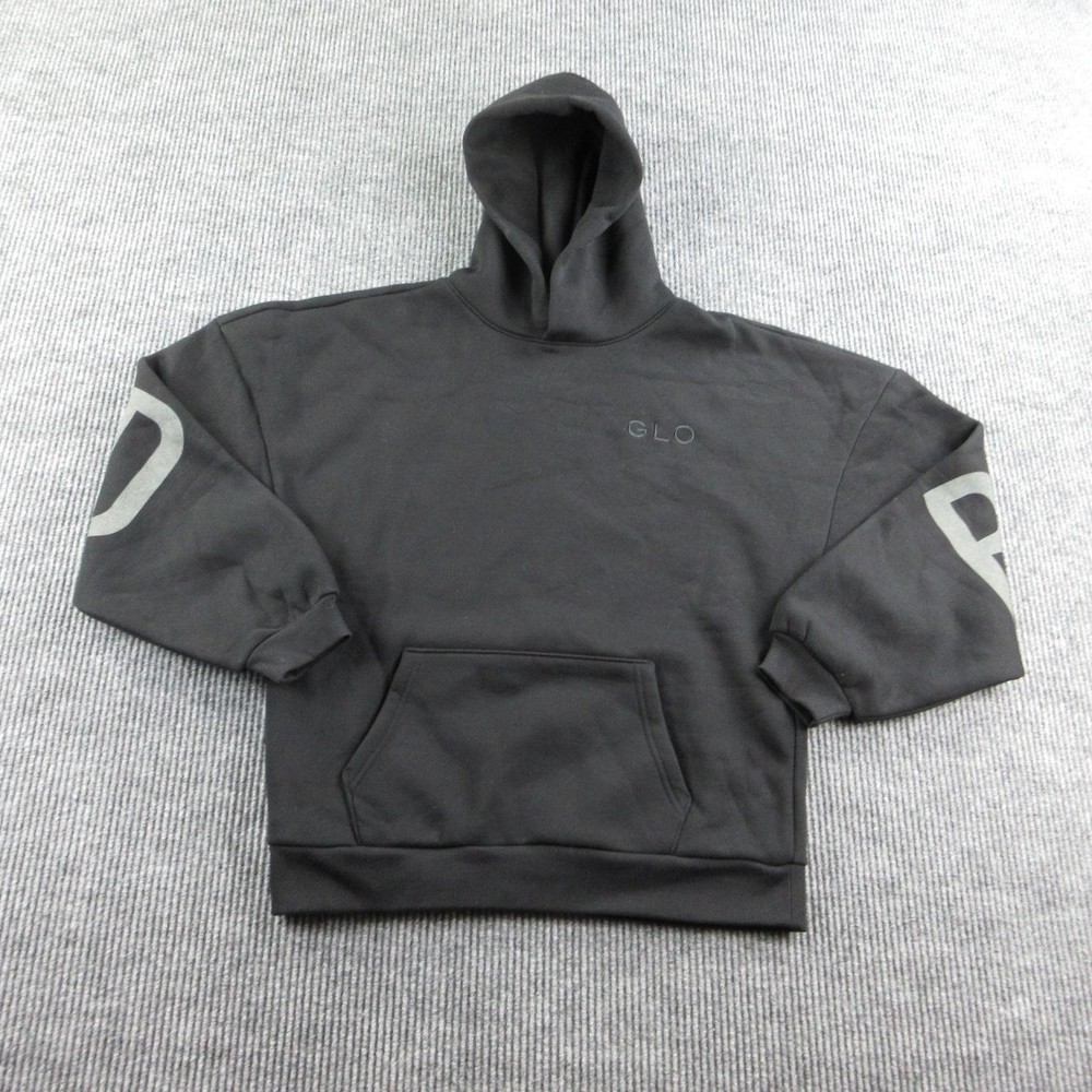 GLO Hoodie Mens M Black Pullover Hooded Pockets Oversized Graphic Redeemed NWT