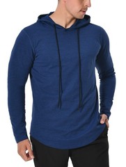 Men Athletic Shirt Workout Running Long Sleeve Shirt Hoods hoodie Quick Dry Cool