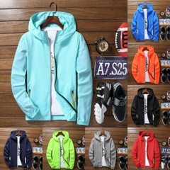 Men Waterproof Wind Breaker Zipper Hoodie Light Jacket Outwear Gym ThinWind Coat