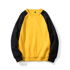 Pullover Sweatshirt Long Sleeve Color Block Raglan Sleeve Yellow Black