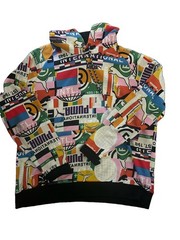 PUMA Forever Better Graphic Hoodie Mens XXL Colorblock All Over Print Streetwear
