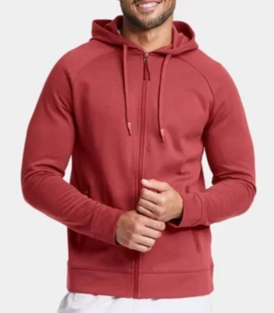 All In Motion Hooded Sweatshirt Men’s Size Small Red Siro Ponte Full Zip