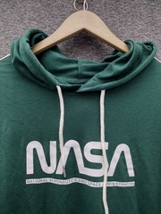 Shein Adult Unisex Nasa Print Hoodie Sweatshirt Color Green Size 3XL