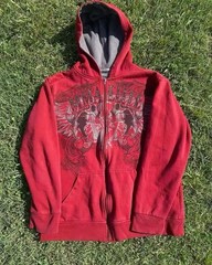 Vintage Y2K 2000s MMA Elite Skull Snake Zip Up Hoodie
