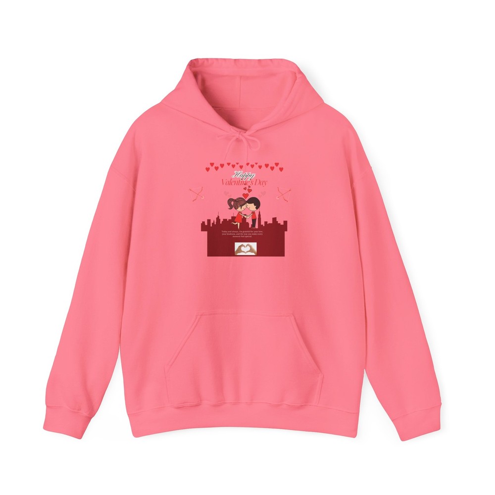 Romantic Couple Skyline Hoodie | Valentine Love Illustration